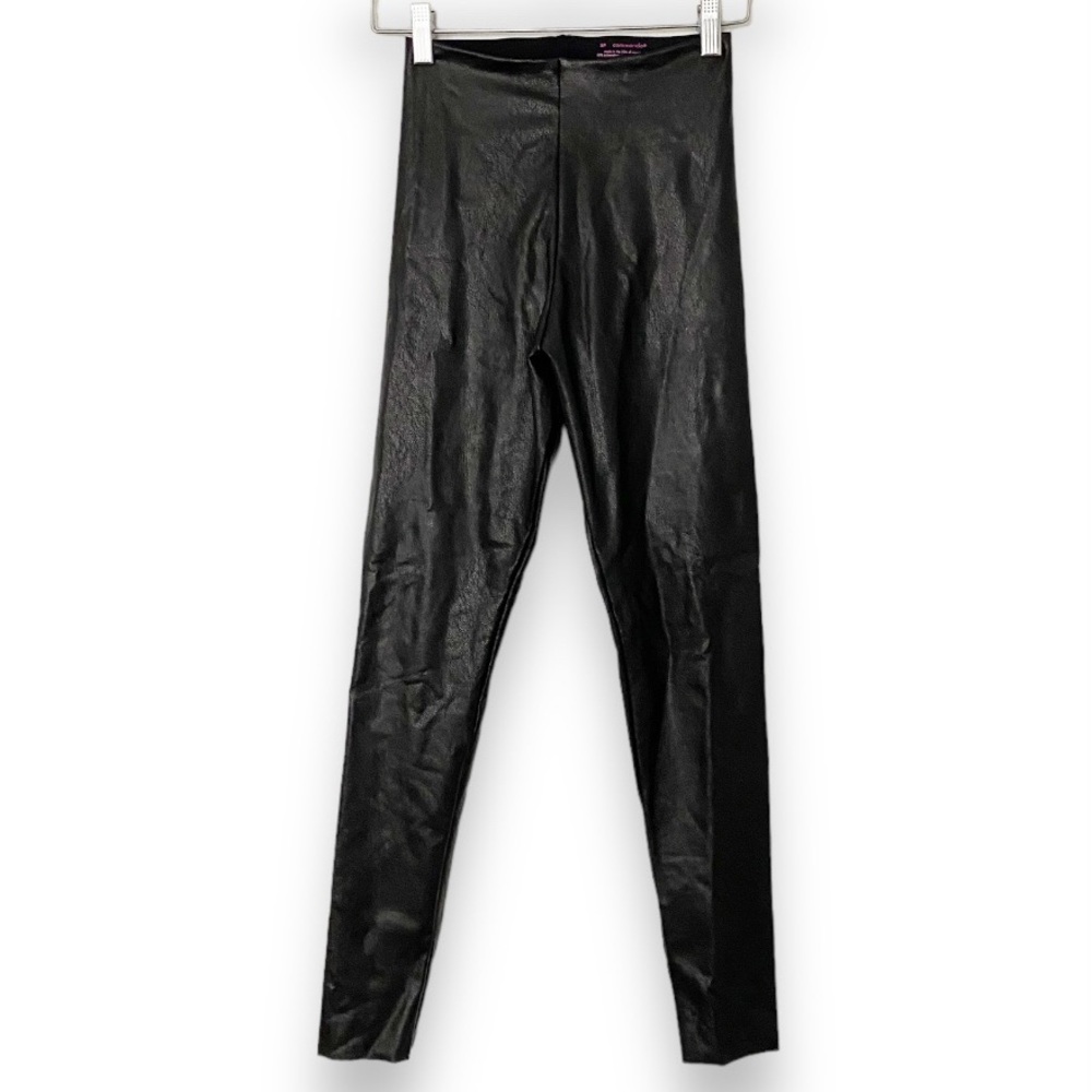Commando Black Faux Leather Leggings Black Ankle Length Petite Small Textured - Picture 2 of 12